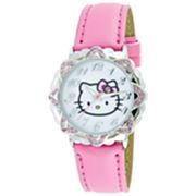 Hello Kitty Pink Leather Strap Crystal Accent Watch $30