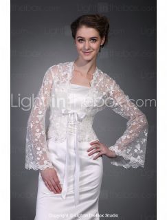 Long Sleeves Tulle Lace Bridal Jacket / Wedding Wrap (WSM0405)   USD $ 