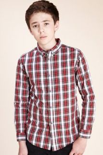 Boys Limited Pure Cotton Checked Tartan Shirt   Marks & Spencer 