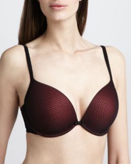 I08NT Le Mystere Plunging Push Up Bra, Black/Red