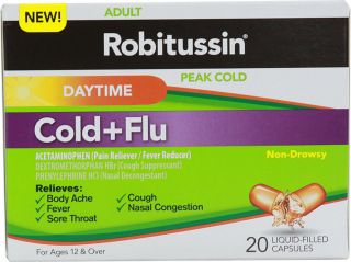 Robitussin Daytime Cold plus Flu    20 Liquid Filled Capsules 