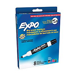 EXPO® Low Odor Dry Erase Markers, Chisel Point, Assorted Colors, Pack 