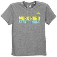 adidas Work Hard Stay Humble Ultimate T Shirt   Mens   Grey / Yellow