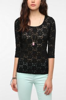 Pins and Needles 3/4 Sleeve Lace Tee   Urban Outfitters