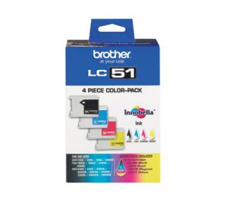 Brother LC51 Black/Cyan/Magenta/Yellow Ink Cartridge, Quad Pack