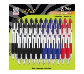 Zebra Z Grip Medium Point Retractable Ballpoint Pens, 24 Colored Ink 