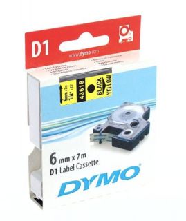 Dymo D1 6mm Black on Yellow Gloss Tape  Ebuyer
