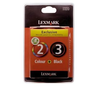 LEXMARK LOAD No. 2 Tri colour & No. 3 Black Ink Cartridge Pack Deals 