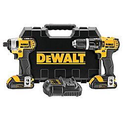 DEWALT Cordless Combination Kit, 20.0V, 1.5A/hr.   Cordless 