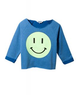 Blue (Blue) Teens Blue Smiley Face Crop Sweatshirt  249710740  New 