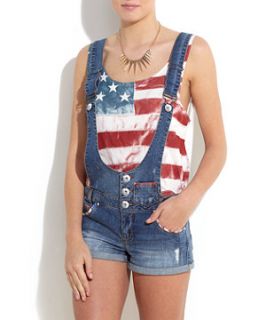 Blue (Blue) Only Americana Denim Dungaree  252693940  New Look