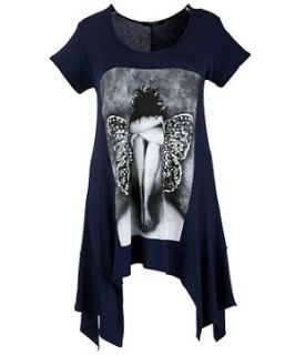 Navy (Blue) Koko Navy Angel Print T Shirt  260438541  New Look