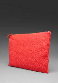 CLARE VIVIER Oversized Laptop Clutch in Red Pebble  