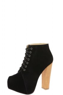  Footwear  Boots  Diva Black Suedette Platform Shoe 