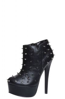  Footwear  Boots  Milena Black Studded Leather Look 