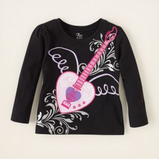 baby girl   graphic tees   glitter guitar graphic tee  Childrens 