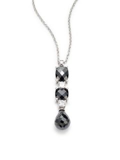 Giorgio Martello   Triple Stone Pendant Necklace/Black    