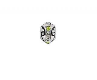 Jovana Peridot and Austrian Crystal Scrolled Bead Charm in Sterling 
