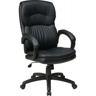 Work Smart High Back Black Eco Leather Executive Chair w/ Padded Arm