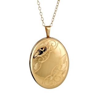14K Yellow Gold Plated and Sterling Silver Oval Locket Pendant 