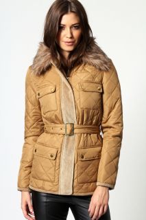  Sale  Coats & Jackets  Molly Quilted Faux Fur Belted 