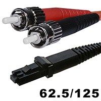 Product Image for Fiber Optic Cable, MTRJ (Female)/ST, OM1, Multi Mode 