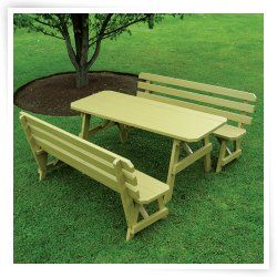 Traditional Picnic Table with 2 Backed Benches