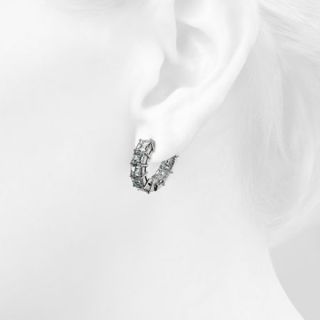 Asscher Cut Hoop Diamond Earrings in Platinum (7.50 ct. tw.)  Blue 