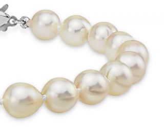 Baroque Akoya Cultured Pearl Bracelet with 14k White Gold (6.5 7mm 