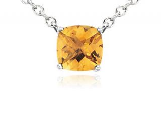Cushion Citrine Pendant in Sterling Silver  Blue Nile