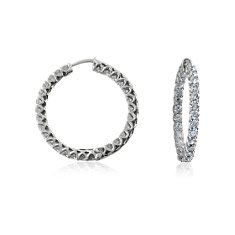 Prong Set Hoop Diamond Earrings in 18k White Gold (4 3/4 ct. tw.)