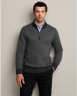 Sportsman Cotton/Cashmere Herringbone Quarter Zip Sweater  Eddie 