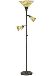 Tiffany Style Pleated Glass Tree Torchiere Floor Lamp