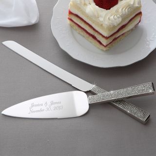 7148   Glitter Accents Engraved Cake Knife & Server Set 