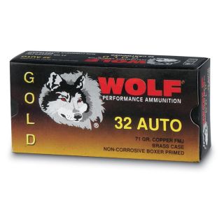 Wolf .32 Auto 71 Grain Fmj 50 Rounds   244623, 7.62x25 Ammo at 
