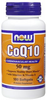 NOW Foods CoQ10 50 mg + Vitamin E Softgels   