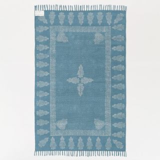 x6 Teal and Silver Reversible Block Print Rug  World Market