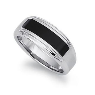 Stainless Steel and Black Enamel Mens Ring   View All Rings   Zales