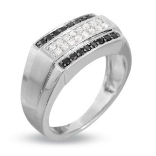 CTW. Enhanced Black and White Diamond Ring in 14K White Gold 