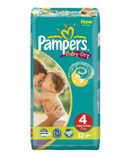 Pampers Baby Dry Maxi Size 4 Nappies 52 Pack  (15 40lbs/7 18kg 