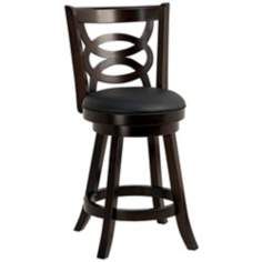 Oval Lattice Cherry Wood Faux Leather 24 Counter Stool