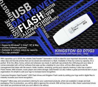 Kingston G3 DTIG3/16GBZ DataTraveler USB Flash Drive   16GB, USB 2.0 