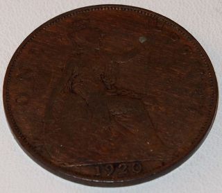1920 U.K. GREAT BRITAIN One PENNY LARGE Cent copper COIN