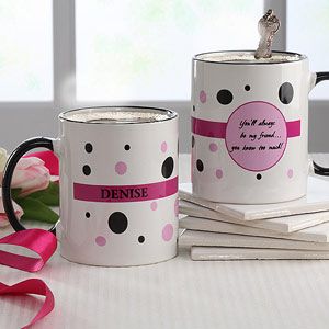 Ladies Polka Dot Personalized Coffee Mug for Women   6395