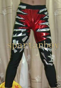 lycra spandex zentai wrestling tights/pants black red A23 size s XXL