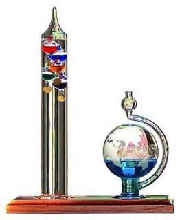 AcuRite 00795 Galileo Thermometer with Glass Globe Barometer