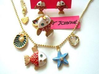   Johnson fish starfish multi element Earrings Ring Necklace Group #Z01