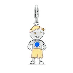 Birthstone Little Boy Charm in 14K Two Tone Gold Plated Sterling 