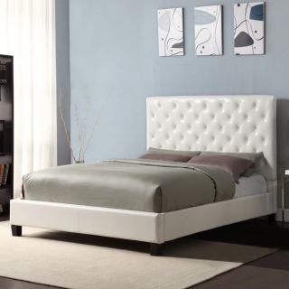 SAVE Queen Size Contemporary Platform Bed with Faux Leather Headboard