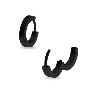 Black Ion Plated Stainless Steel Huggie Hoop Earrings   View All 